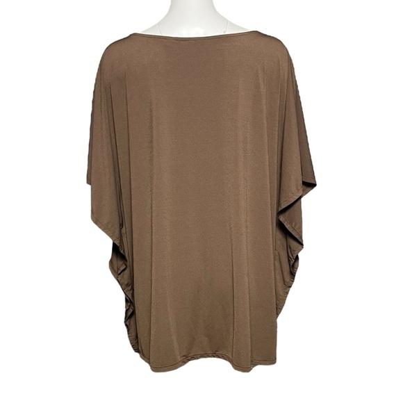 BOB MACKIE Wearable Art Brown Green Orange Floral Print Tunic Top Womens Size 2X - Picture 4 of 8